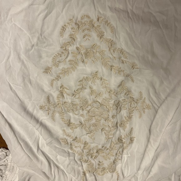 Rewind Boho Embroidered Kimono Cover Up Womens‎ XL Ivory Tassel Rayon Dress - Picture 2 of 7